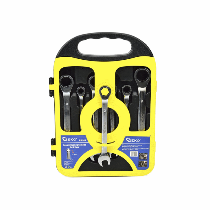 GEKO Κλειδί Γερμανοπολύγωνο με Καστάνια Σετ G10340 8-19 7τεμ.+ΔΩΡΟ ΓΑΝΤΙΑ