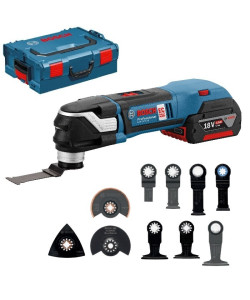 BOSCH GOP 18V-28 PROFESSIONAL ΠΟΛΥΕΡΓΑΛΕΙΟ ΜΠΑΤΑΡΙΑΣ (2Χ5.0AH) KAI 11 ΕΞΑΡΤΗΜΑΤΑ KAI 1 SET ΦΥΛΛΩΝ ΛΕΙΑΝΣΗΣ 06018B6003+ΔΩΡΟ ΓΑΝΤΙΑ Η ΓΥΑΛΙΑ
