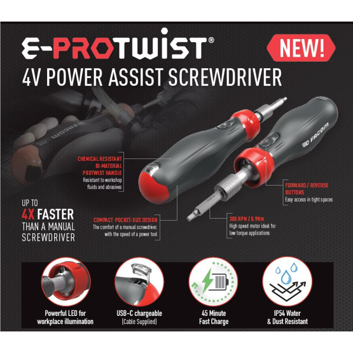 ΣΕΤ 12 ΤΕΜ. ΜΕ ΜΑΝΙΚΙ 50MM BIT E.611 ΚΑΙ ΛΑΒΗ 4V E-PROTWIST