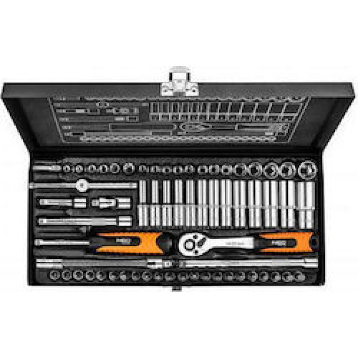 NEOTOOLS 08-679  Σετ καστάνια  1/4" 63 τεμαχίων με προέκταση 