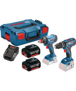 BOSCH - ΣΕΤ GSB 18V-28 Κρουστικό Δραπανοκατσάβιδο και GDX 18V-180 Μπουλονόκλειδο σε L-Boxx (3x4.0Ah - USB GAA) 0615990K3K + Δώρο ΓΑΝΤΙΑ