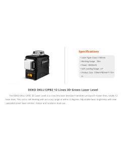 Αλφάδι Σταυρωτό Laser 360° DEKO DKLL12PB2