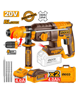 Πιστολέτο Περιστροφικό Κρουστικό Σκαπτικό Μπαταρίας 20V Li-Ion 2.5J Φ26mm +Ταχυτσόκ