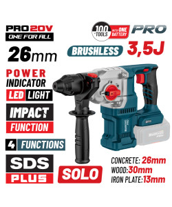 BORMANN Pro BBP5315 Πνευματικό Σκαπτικό Μπαταρίας SDS-PLUS,Brushless 250V,3.5J,0-1150rpm, SOLO