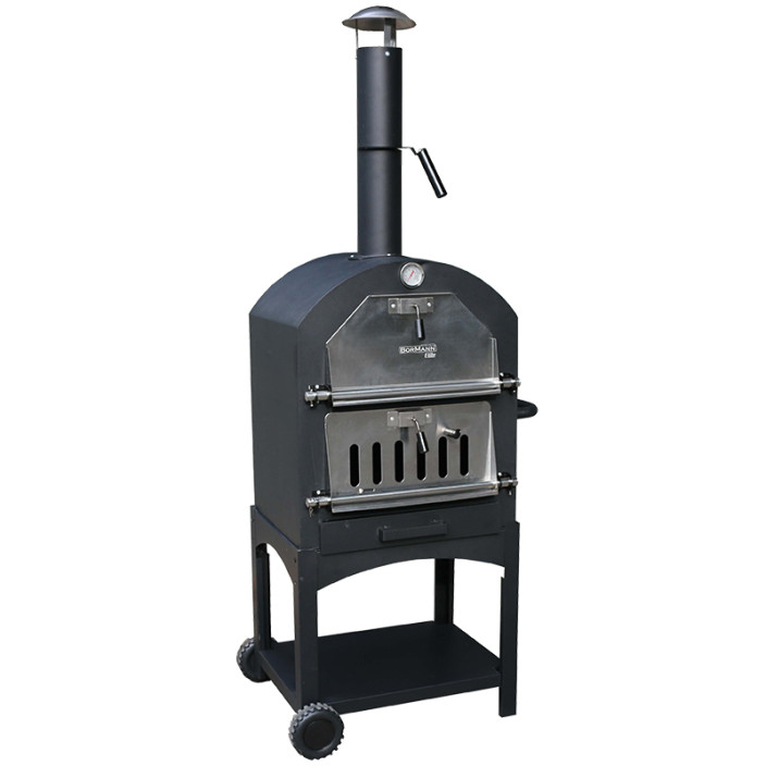 BORMANN Elite BBQ1960 Παραδοσιακός Ξυλόφουρνος/Φούρνος Πίτσας 34.5x50cm,με Ρόδες & Αποθηκευτικό Χώρο
