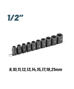 BORMANN Pro BHT7703 Σετ Καρυδάκια Αέρος 1/2'' , 8,10,11,1213,14,15,17,19,21mm, 10τεμ