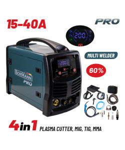 BORMANN Pro BIW4050 ΠΟΛΥΣΥΓΚΟΛΛΗΤΗΣ/ΚΟΦΤΗΣ 4 ΣΕ 1 (PLASMA CUTTER, MIG, TIG, MMA) 15-200Α/20-40Α, 60%