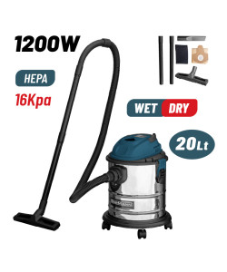 BORMANN BVC2610 Σκούπα Υγρών-Στερεών 1200W,Ανοξείδωτο Κάδο 20Lt