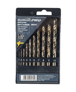 BORMANN Pro BHT4822 Σετ Τρυπάνια HSS-Co M35 10pcs 1-10mm